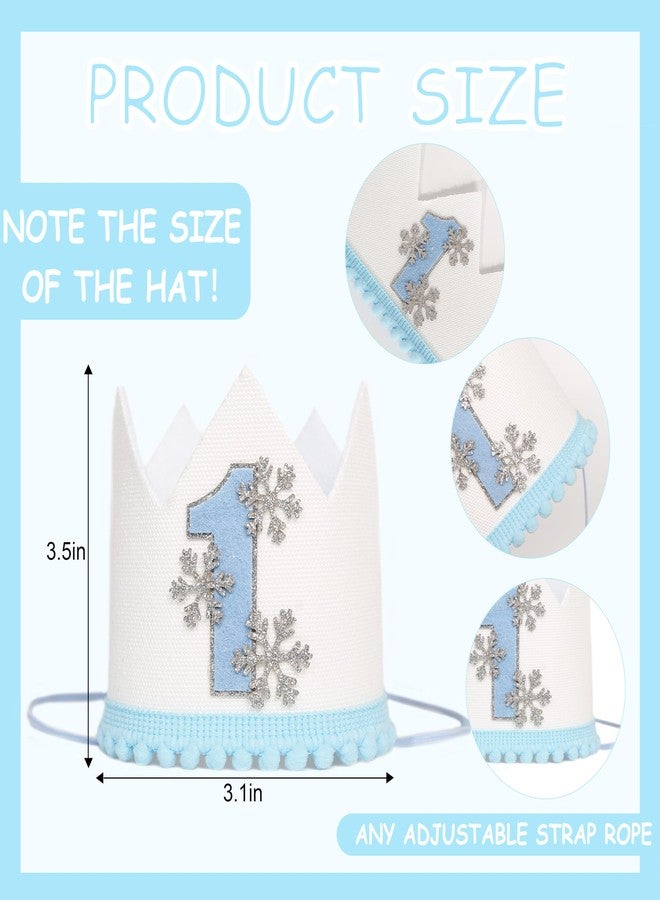 HGFC 1st Snowflake Birthday Hat - Winter Onederland First Birthday Hat For Boy,Modern Snowflake First Crown,Photo Props (Blue) - Image 2